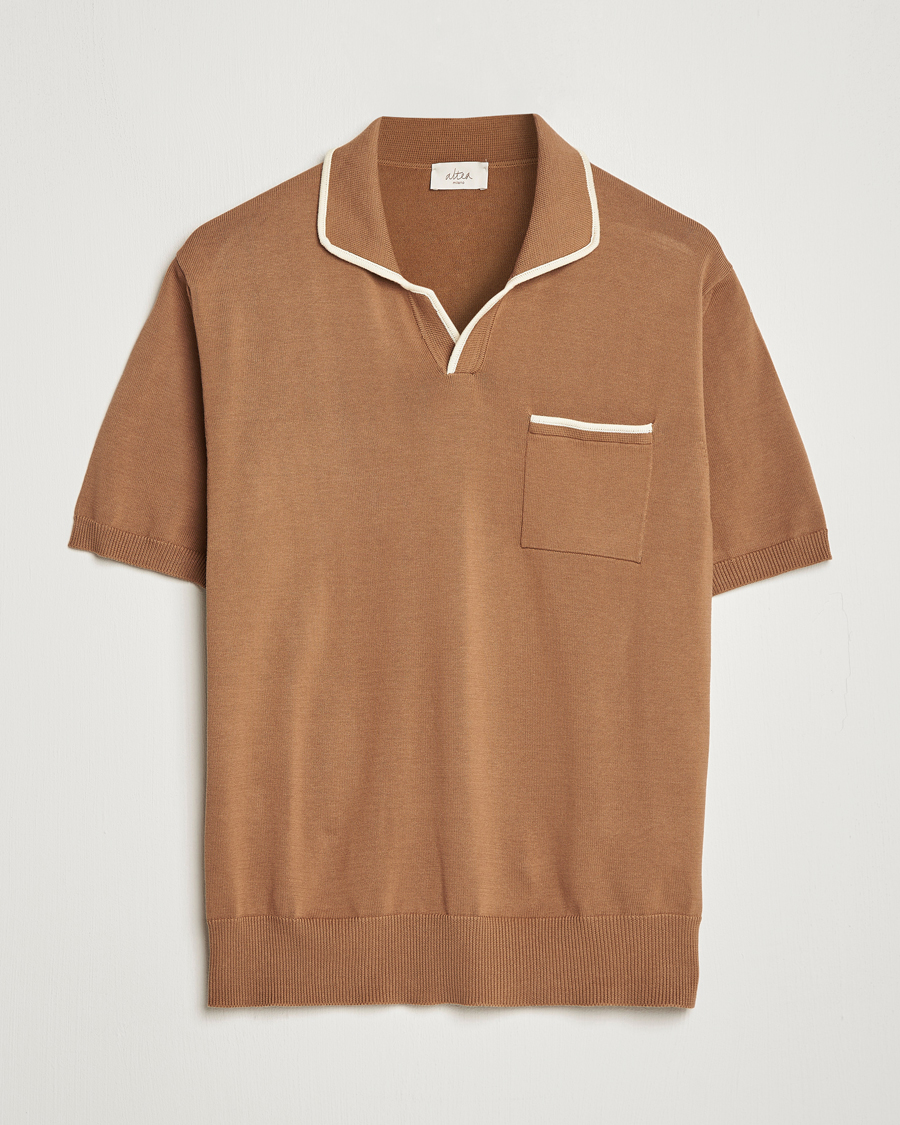 Men | Short Sleeve Polo Shirts | Altea | Short Sleeve Riviera Polo Tobacco