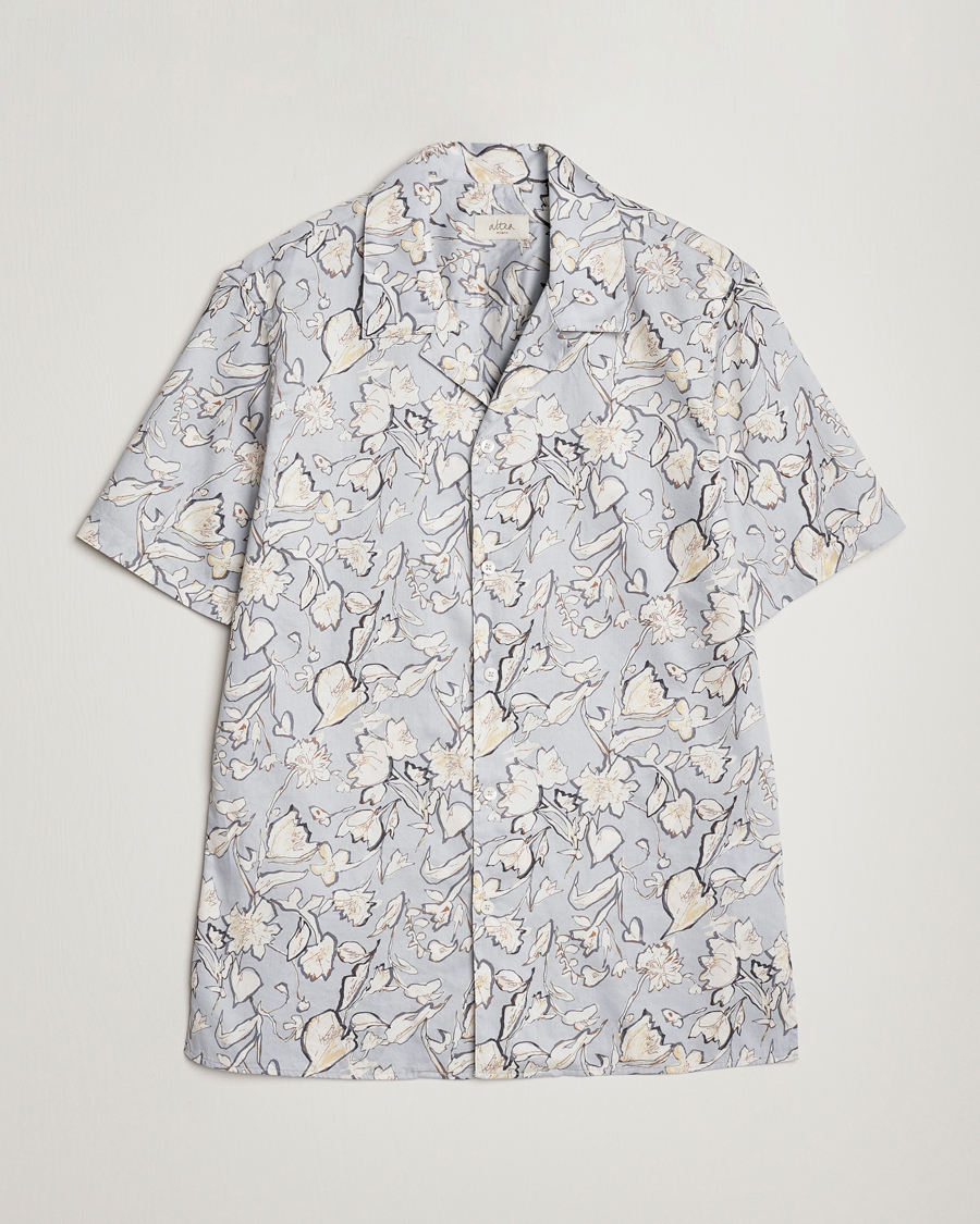 Men | Shirts | Altea | Printed Bowling Shirt Light Grey