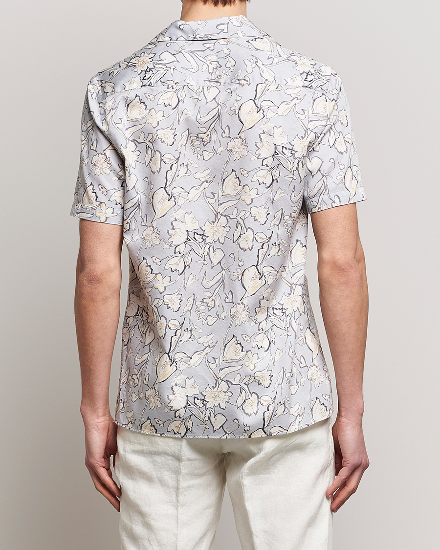 Men | Shirts | Altea | Printed Bowling Shirt Light Grey