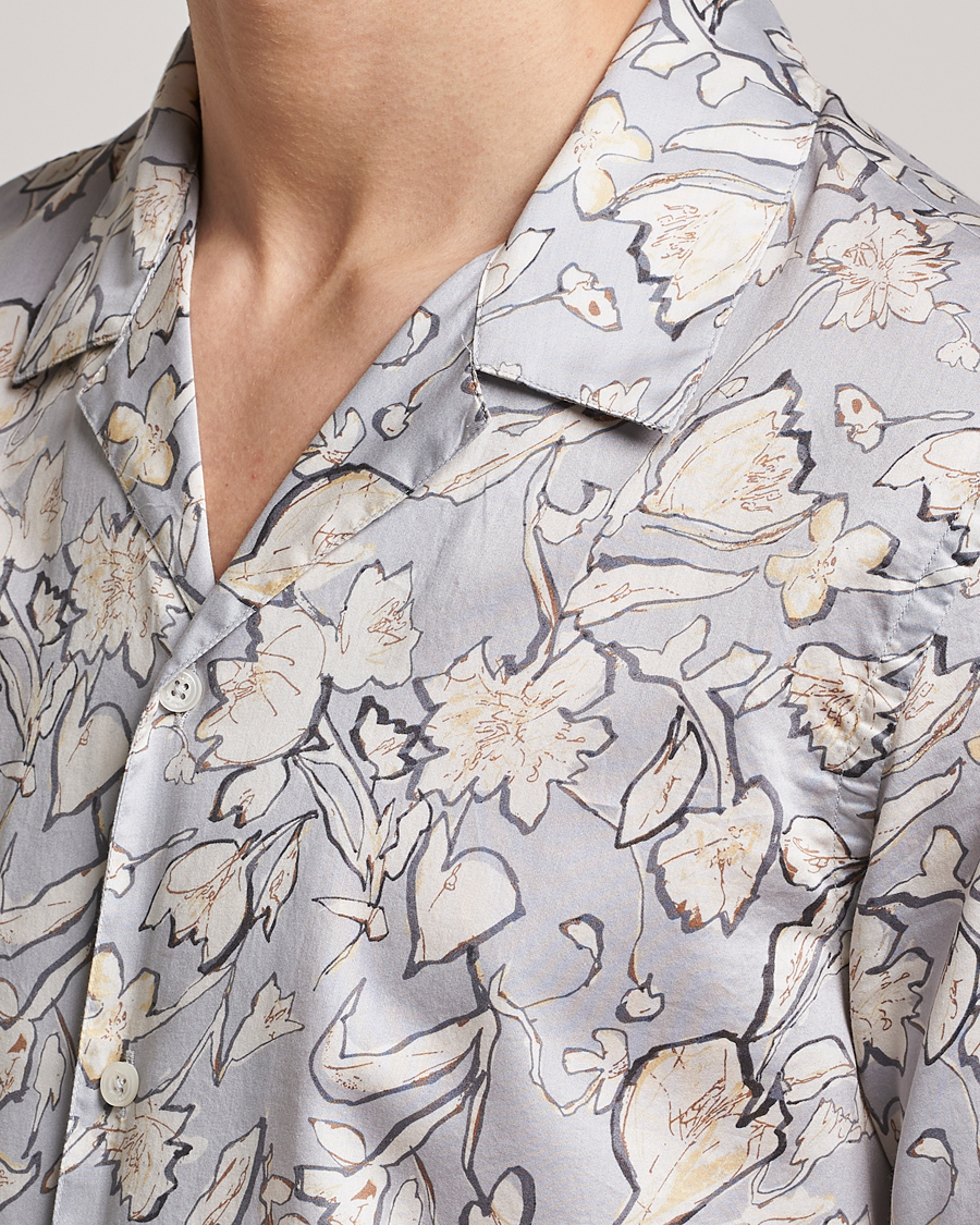 Men | Shirts | Altea | Printed Bowling Shirt Light Grey