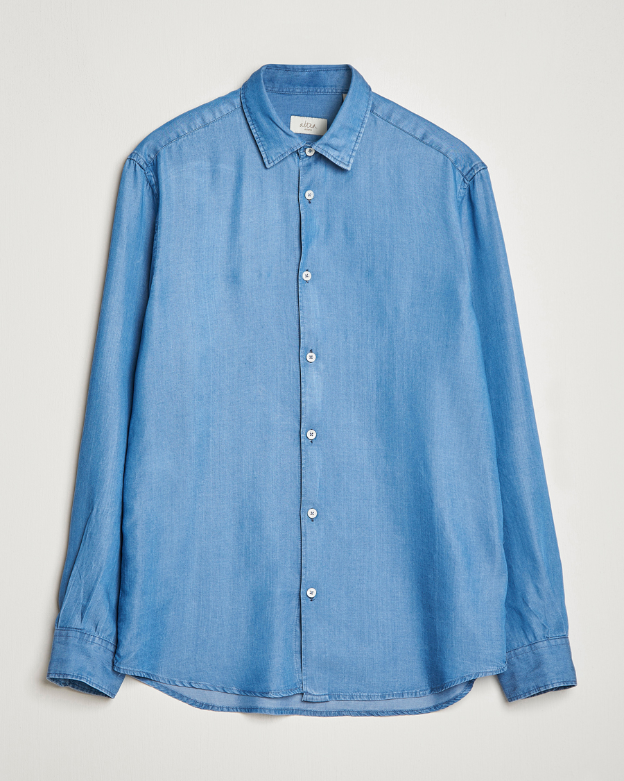 Men | Shirts | Altea | Soft Lyocell Denim Shirt Light Indigo