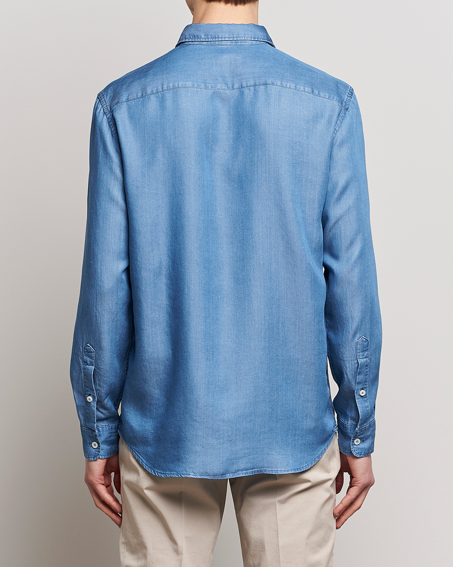 Men | Shirts | Altea | Soft Lyocell Denim Shirt Light Indigo