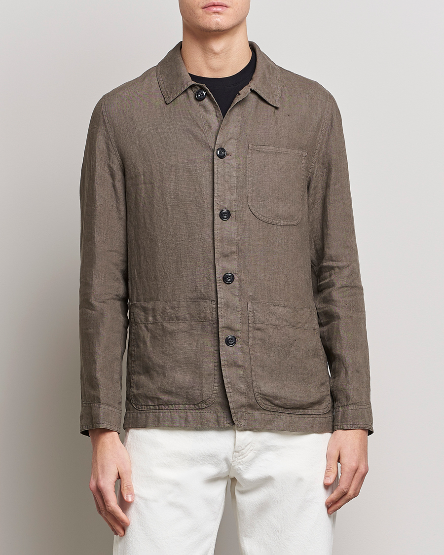 Men | Shirt Jackets | Altea | Linen Shirt Jacket Olive