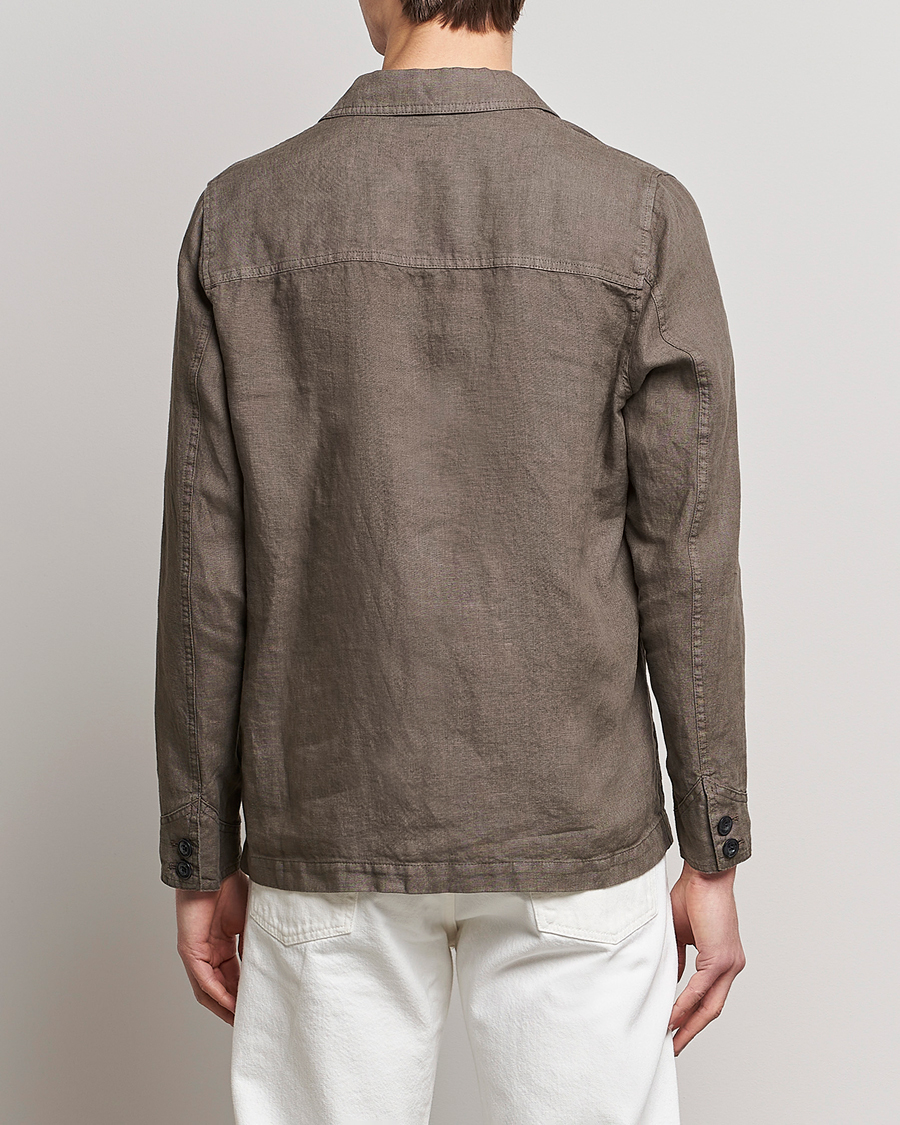 Men | Shirts | Altea | Linen Shirt Jacket Olive
