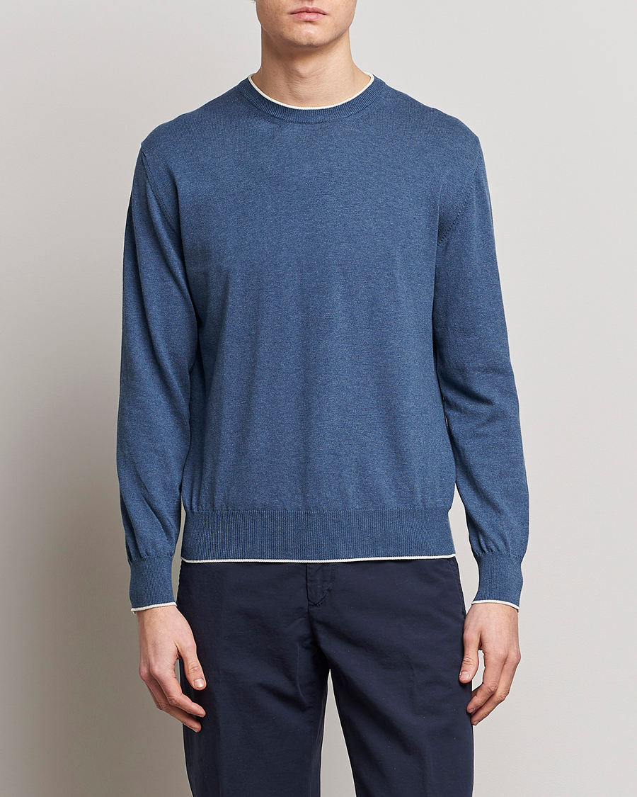 Men | Italian Department | Altea | Soft Cotton Pullover Blue