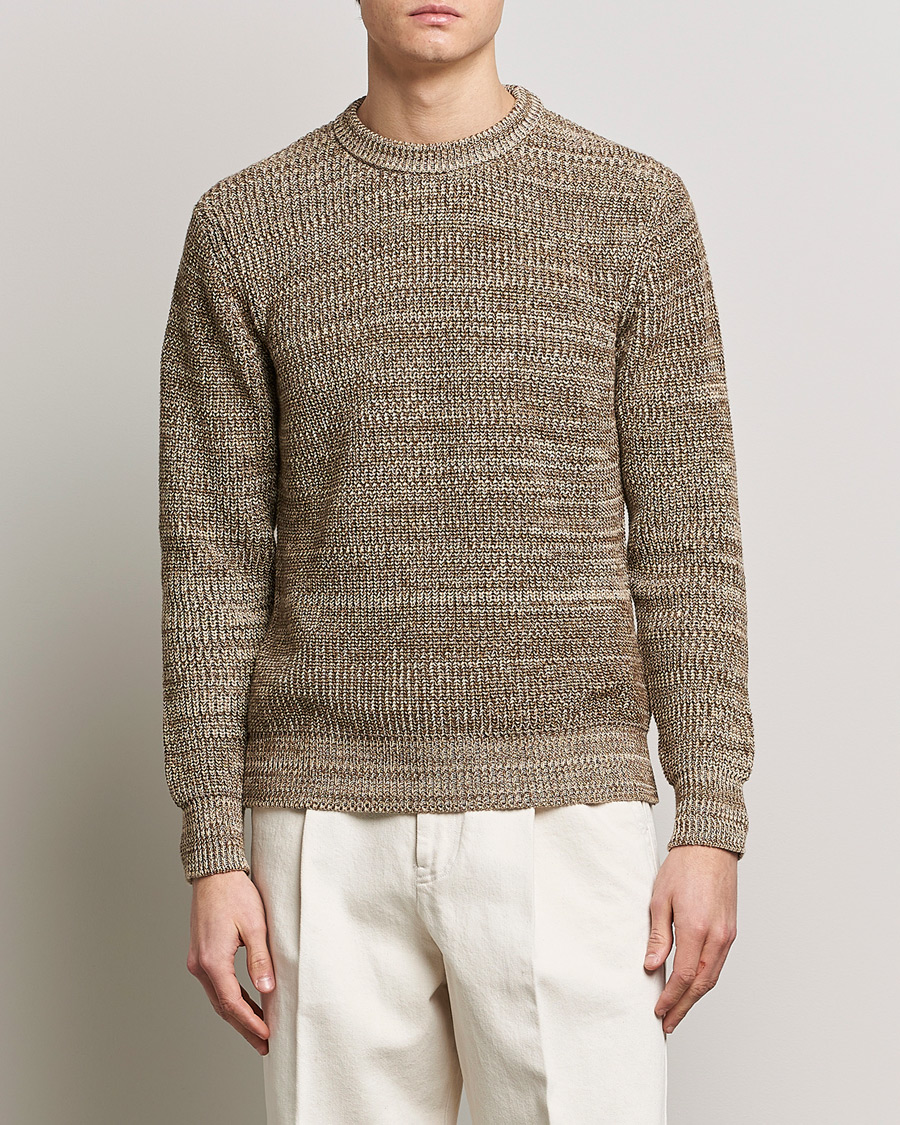 Men | Italian Department | Altea | Rib Cotton Sweater Brown Melange