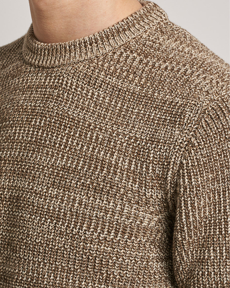 Men | Sweaters & Knitwear | Altea | Rib Cotton Sweater Brown Melange