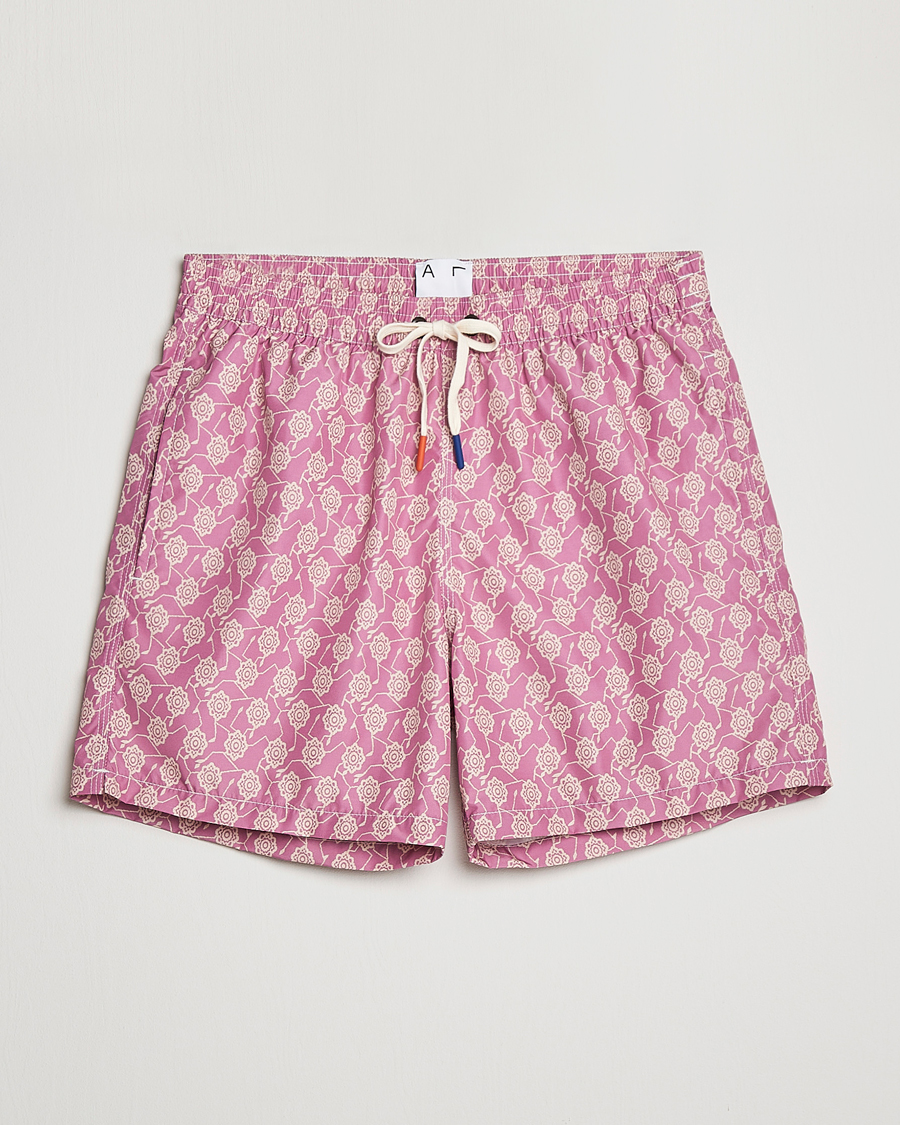 Men | Swimwear | Altea | Printed Swim Trunks Pale Burgundy