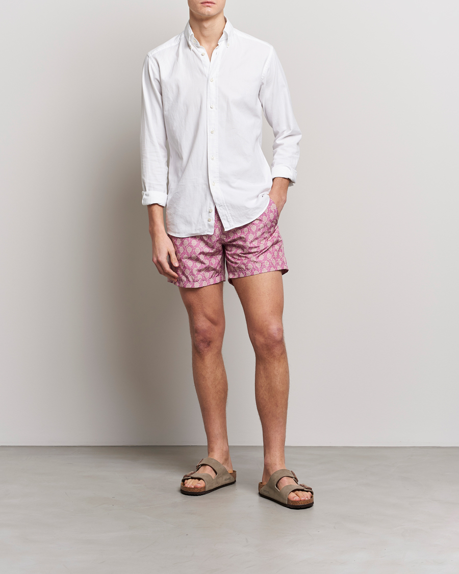 Men | Swimwear | Altea | Printed Swim Trunks Pale Burgundy