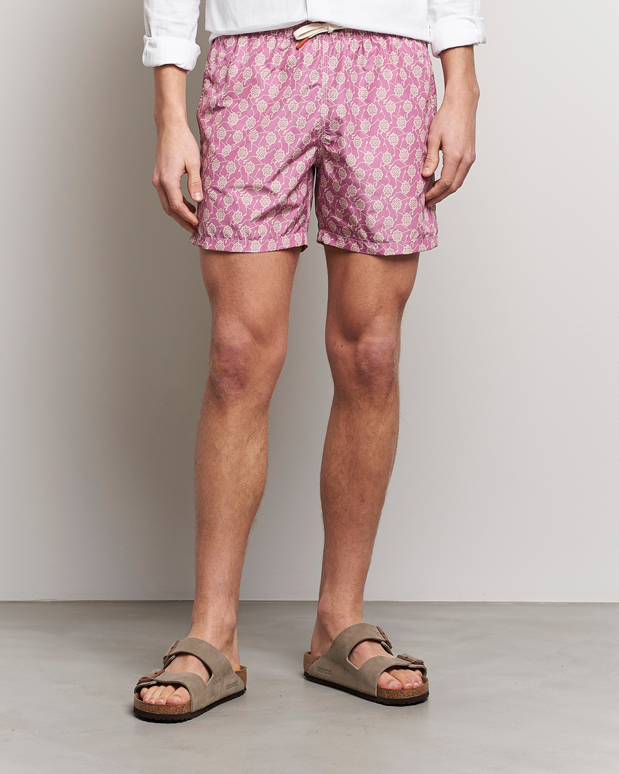 Men | Swimwear | Altea | Printed Swim Trunks Pale Burgundy