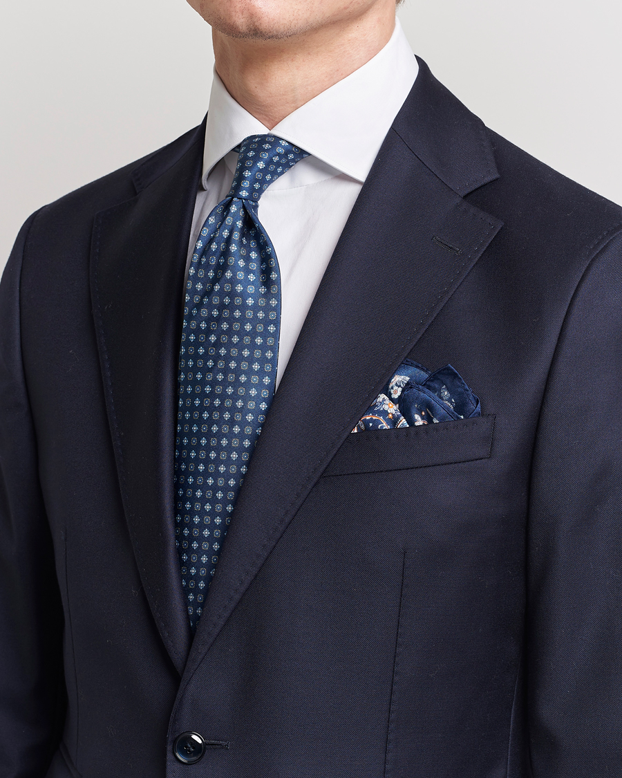 Men | Dark Suit | Amanda Christensen | Box Set Silk Twill 8cm Tie With Pocket Square Navy