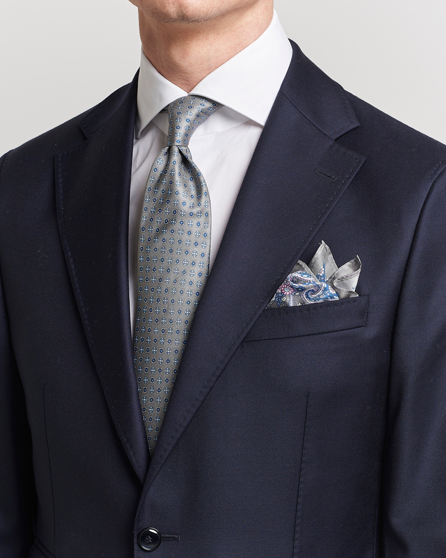 Men | Ties | Amanda Christensen | Box Set Silk Twill 8cm Tie With Pocket Square Grey