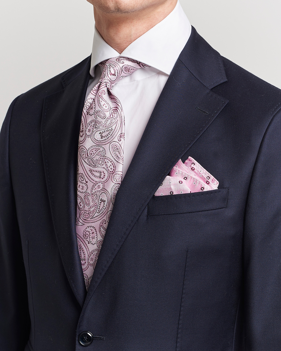 Men |  | Amanda Christensen | Box Set Silk 8cm Tie With Pocket Square Pink