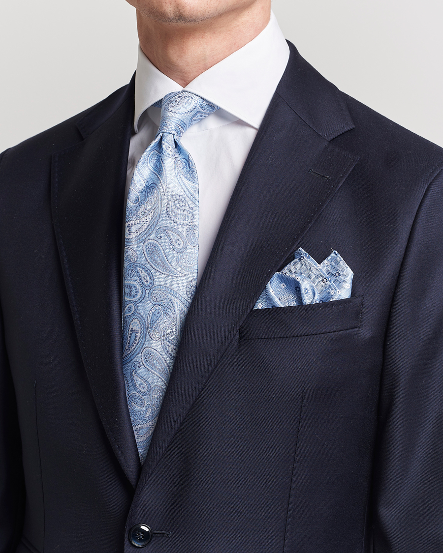Men | Business Casual | Amanda Christensen | Box Set Silk 8cm Tie With Pocket Square Blue