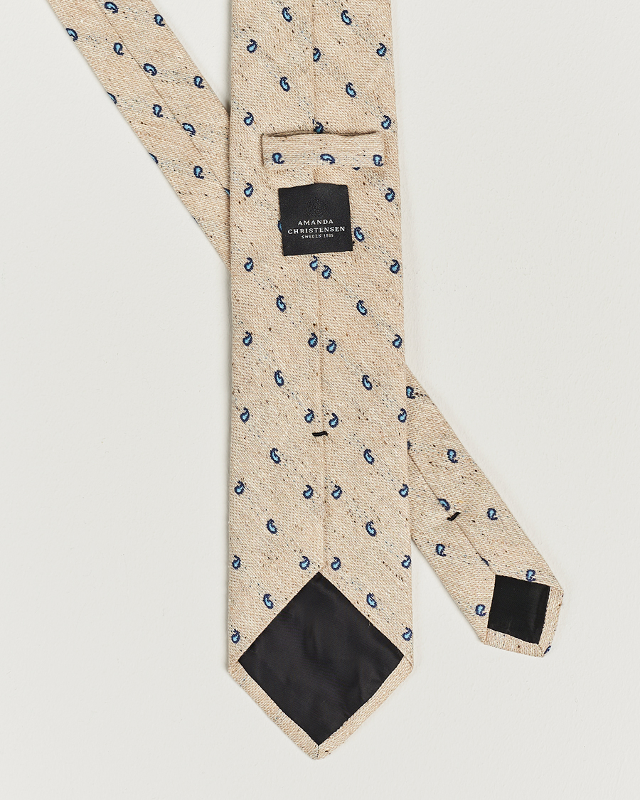 Men | Amanda Christensen Silk/Linen/Cotton Paisley 8cm Tie Sand | Amanda Christensen | Silk/Linen/Cotton Paisley 8cm Tie Sand