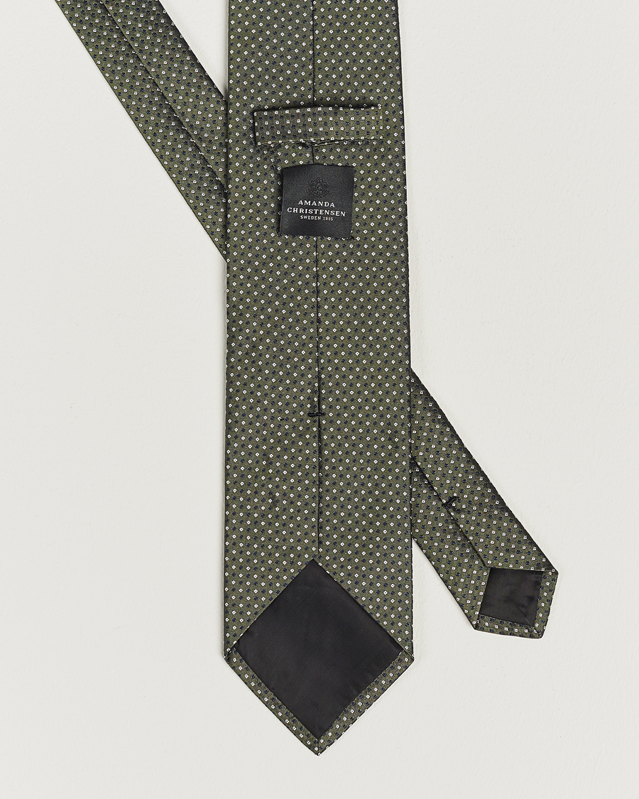 Men | Amanda Christensen Silk Micro Printed 8cm Tie Olive | Amanda Christensen | Silk Micro Printed 8cm Tie Olive