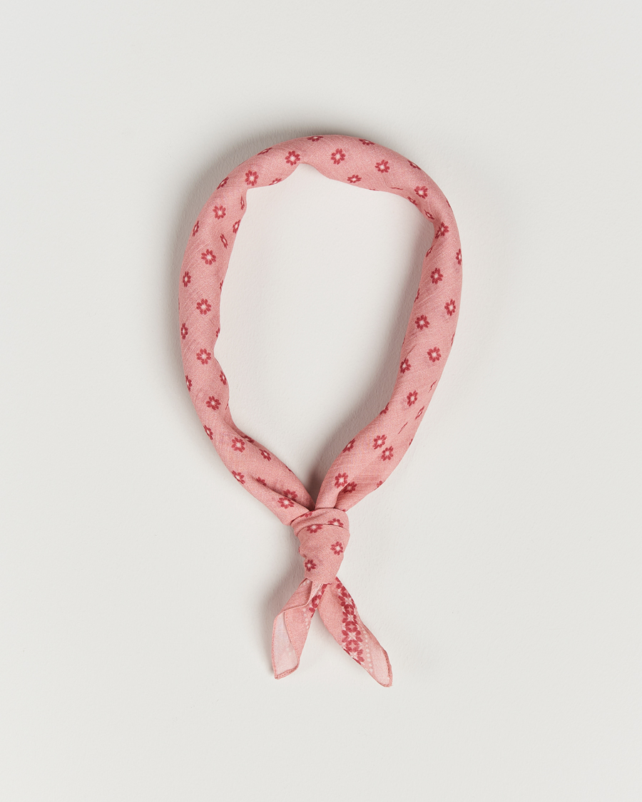 Men | Amanda Christensen Cotton Voilé Printed Flower Bandana Red | Amanda Christensen | Cotton Voilé Printed Flower Bandana Red
