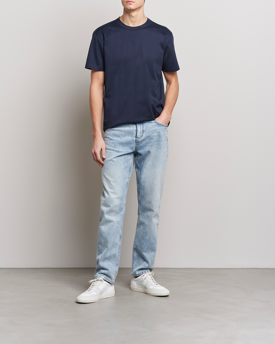 Men | T-Shirts | Bread & Boxers | Pima Cotton Crew Neck T-Shirt Navy Blue