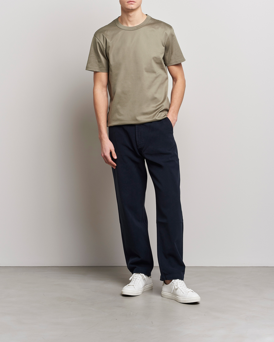 Men | T-Shirts | Bread & Boxers | Heavy Pima Cotton Crew Neck T-Shirt Sage Green