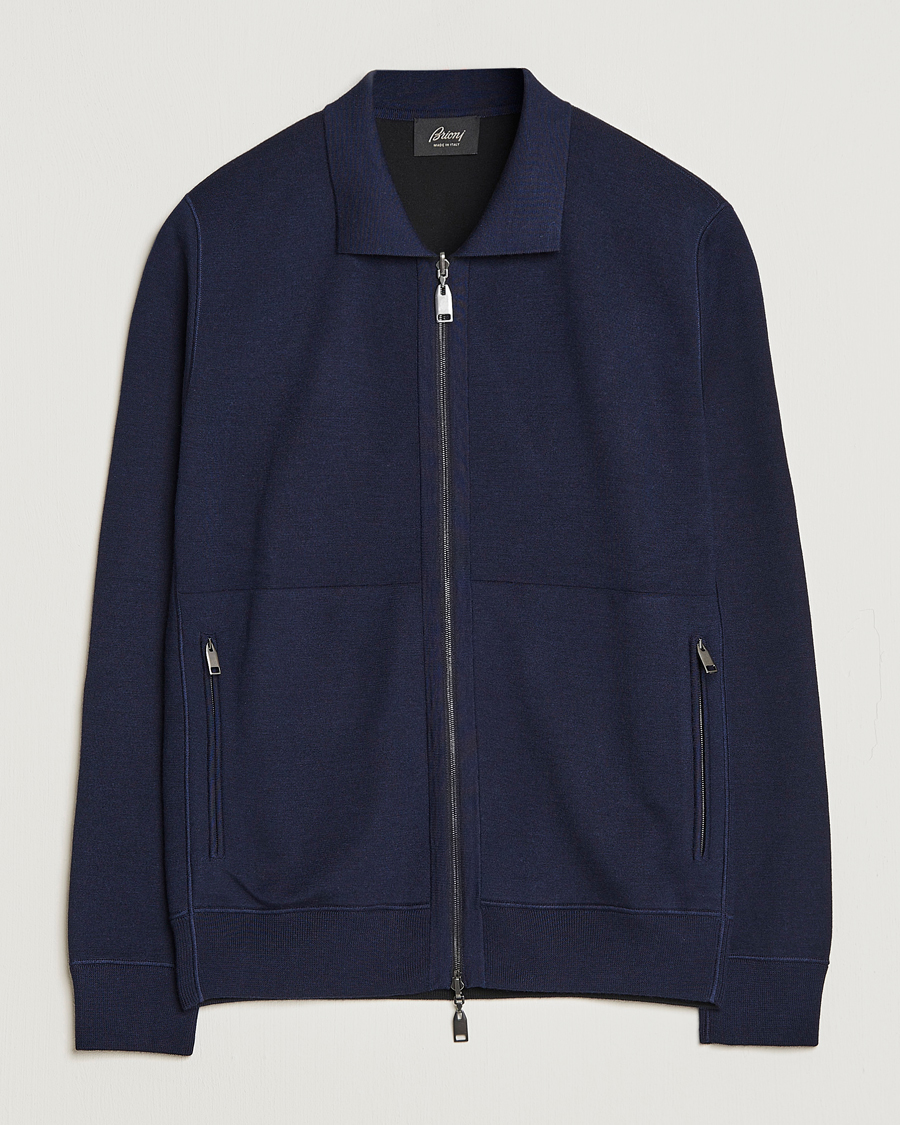 Men | Sweaters & Knitwear | Brioni | Cashmere/Silk Zip Cardigan Navy