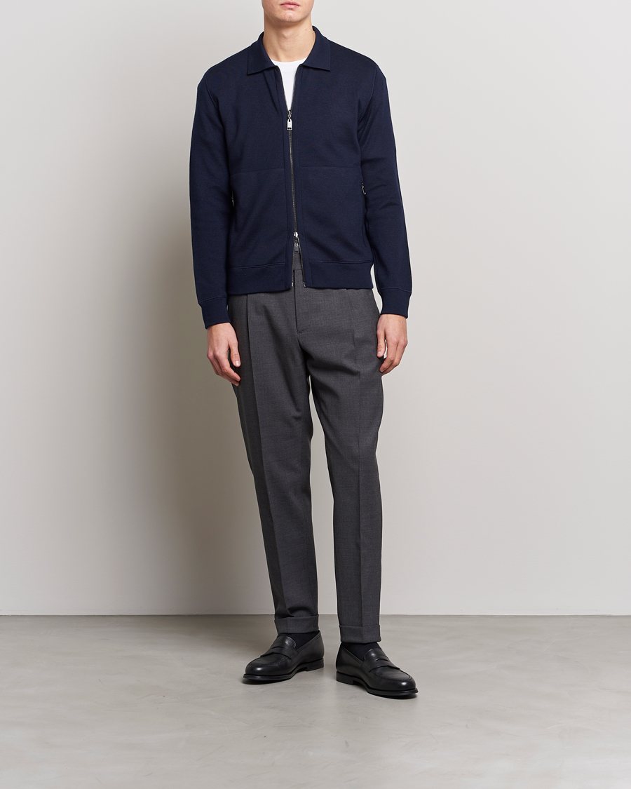 Brioni Cashmere/Silk Zip Cardigan Navy at CareOfCarl.com