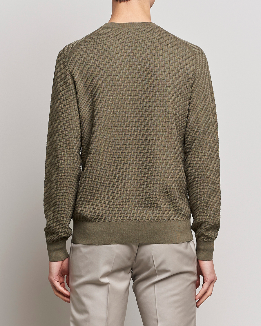 Men | Sweaters & Knitwear | Brioni | Basket Stitch Crew Neck Sweater Olive