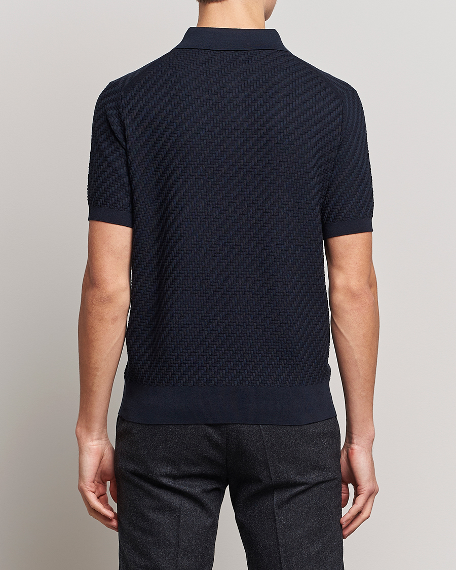 Men | Sweaters & Knitwear | Brioni | Basket Stitch Knitted Polo Navy