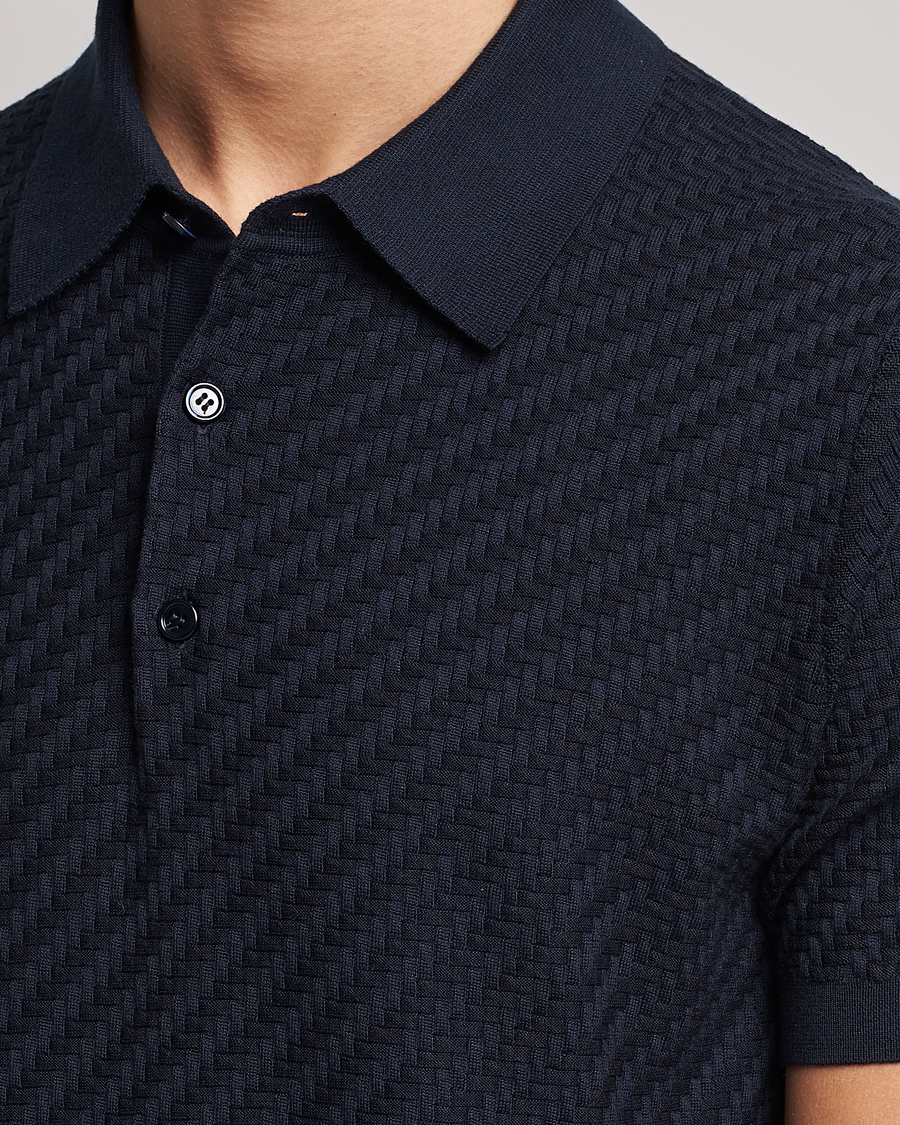 Men | Sweaters & Knitwear | Brioni | Basket Stitch Knitted Polo Navy