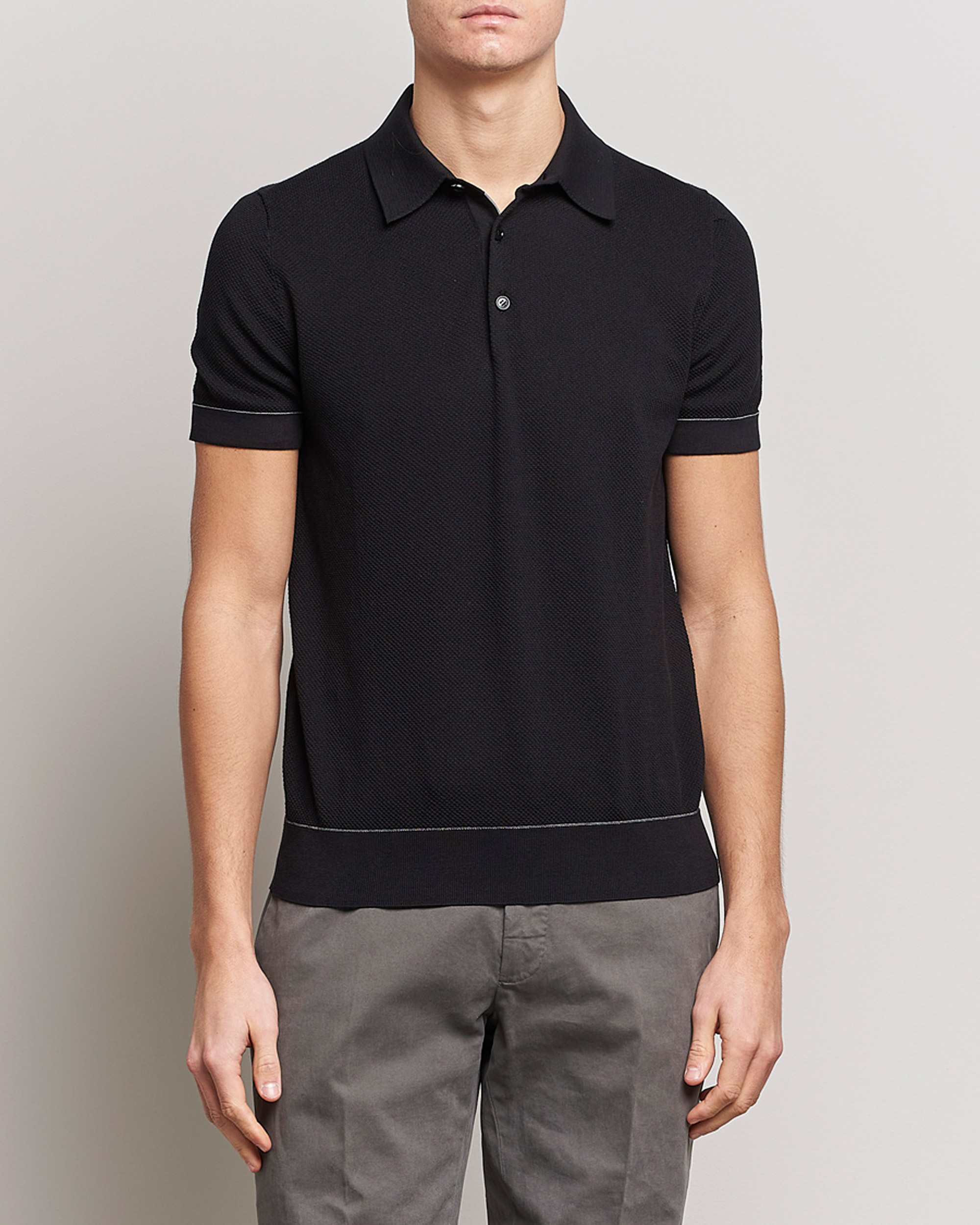 Men | Sweaters & Knitwear | Brioni | Sea Island Knit Polo Black