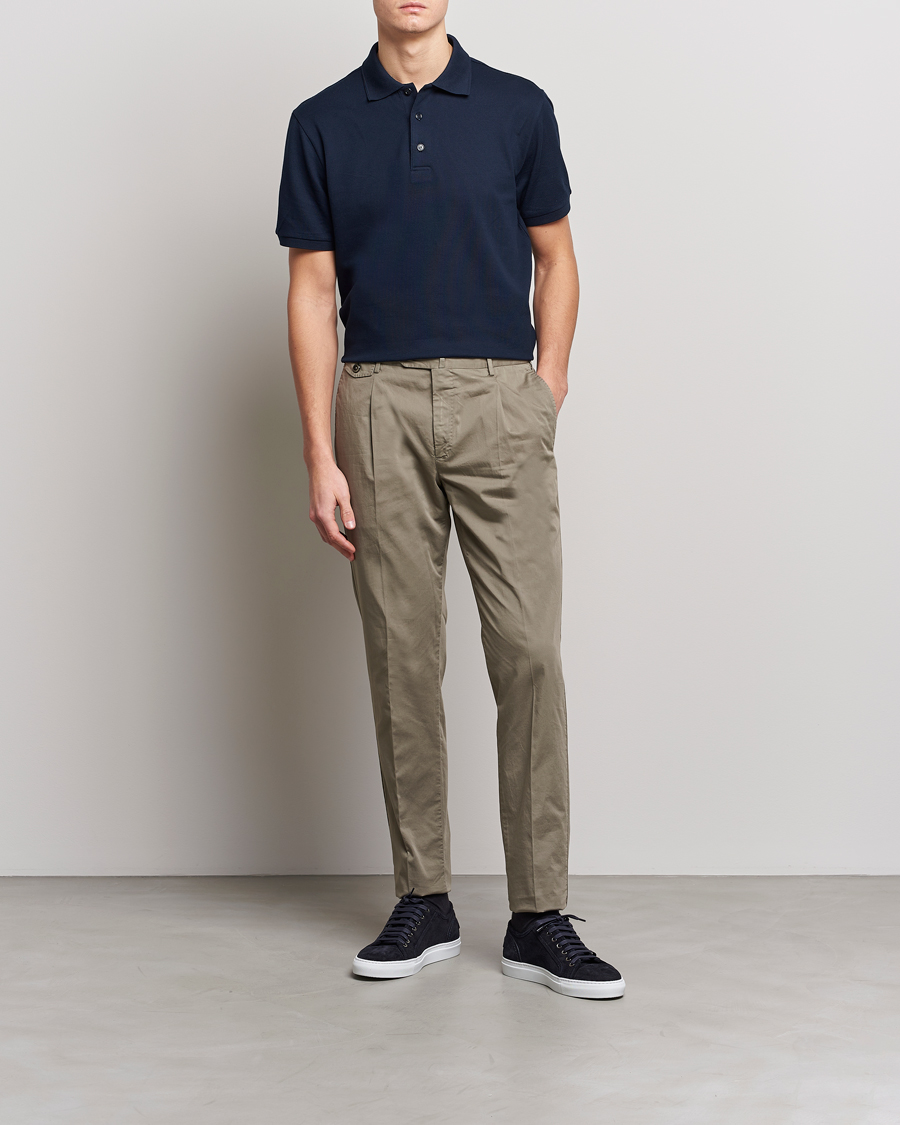 Men | Polo Shirts | Brioni | Mercerized Cotton Piquet Navy