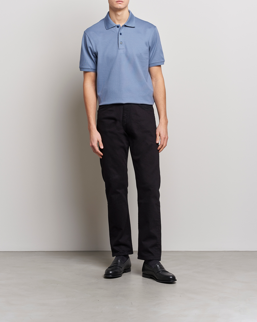 Men | Polo Shirts | Brioni | Mercerized Cotton Piquet Light Blue
