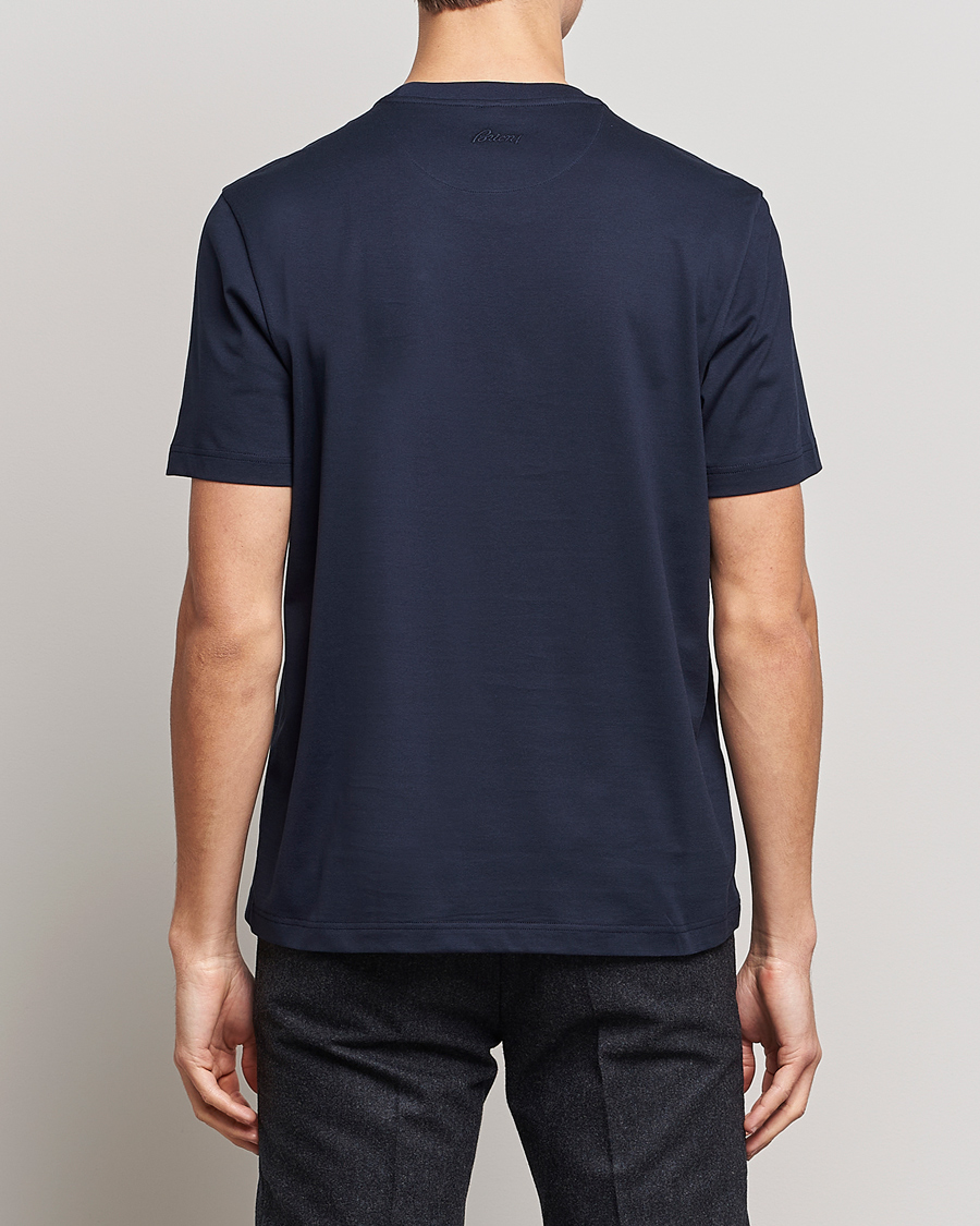 Men | T-Shirts | Brioni | Short Sleeve Cotton T-Shirt Navy
