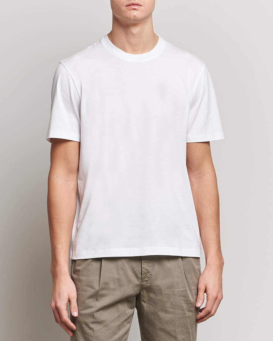 Tシャツ・カットソー Brioni SS25 Cotton shirt (SCFH0LPC013 4800) Brioni Short Sleeve Cotton T-Shirt White at CareOfCarl.com