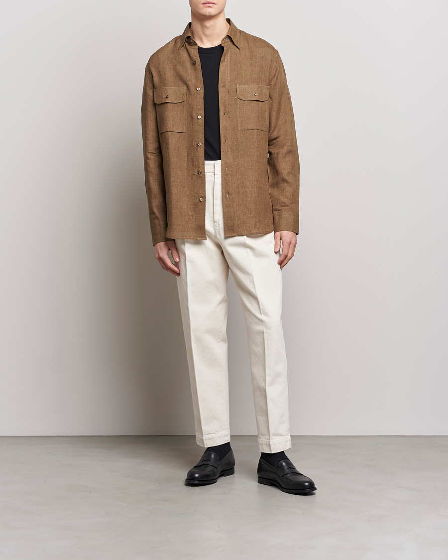 Men | Shirts | Brioni | Linen Overshirt Military