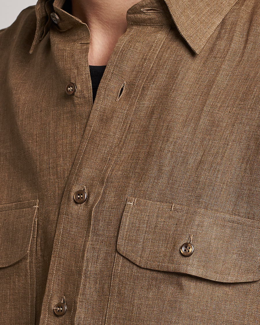 Men | Shirts | Brioni | Linen Overshirt Military
