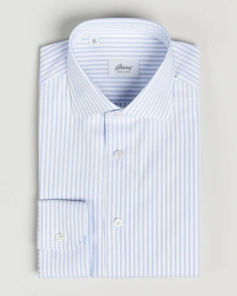 Men | Shirts | Brioni | Slim Fit Dress Shirt Light Blue Stripe