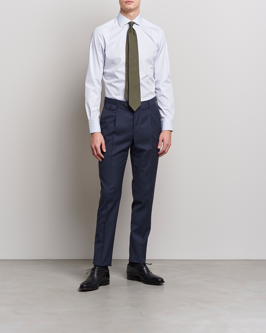 Men | Shirts | Brioni | Slim Fit Dress Shirt Light Blue Stripe