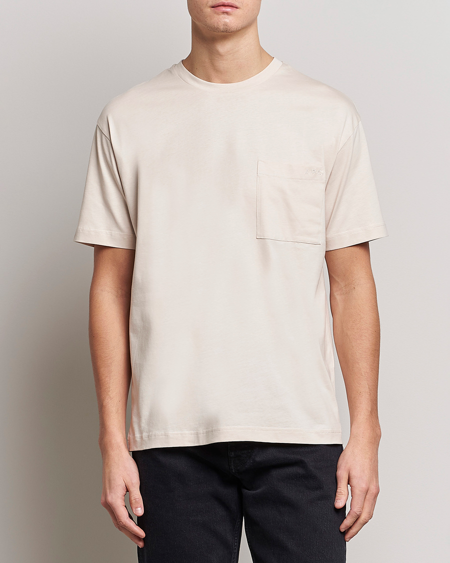 Men | Short Sleeve T-shirts | A.P.C. | Short Sleeve Pocket T-Shirt Ecru