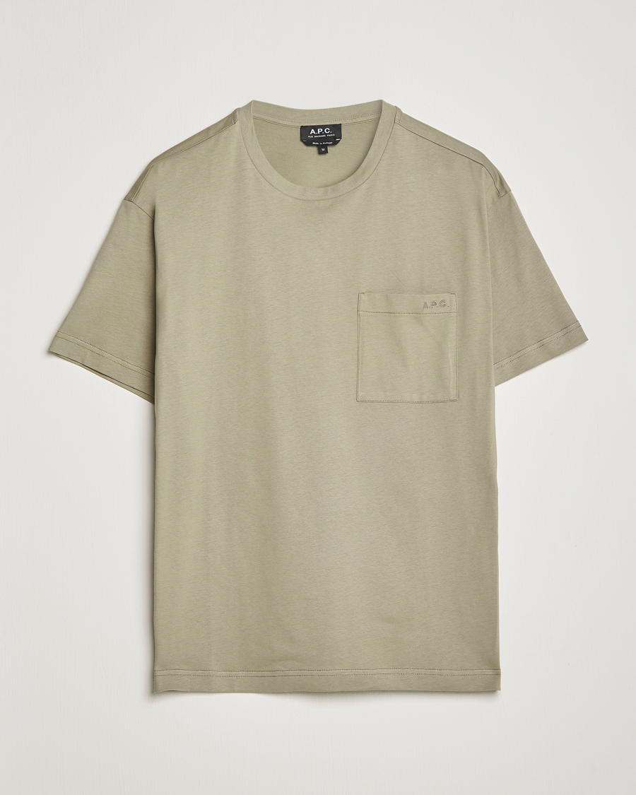 Men | T-Shirts | A.P.C. | Short Sleeve Pocket T-Shirt Light Olive