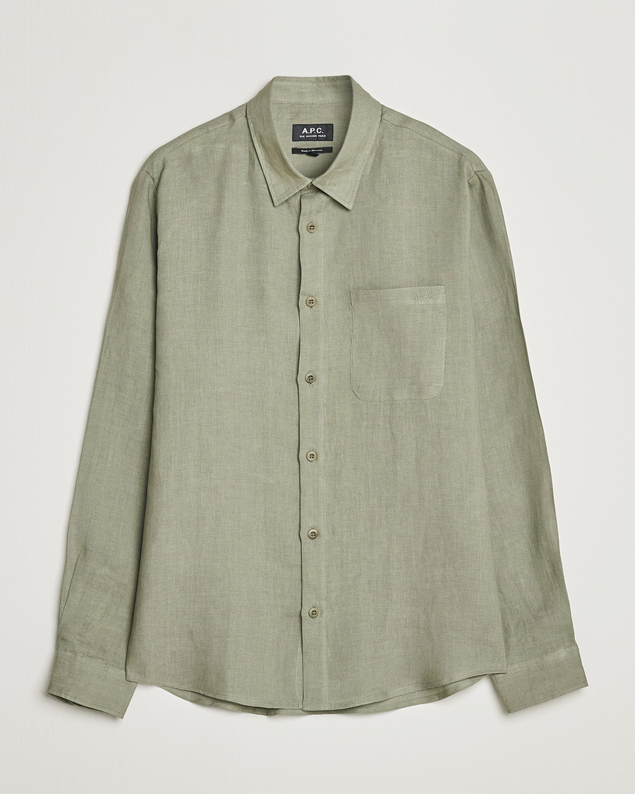 Men | Shirts | A.P.C. | Cassel Linen Shirt Light Olive