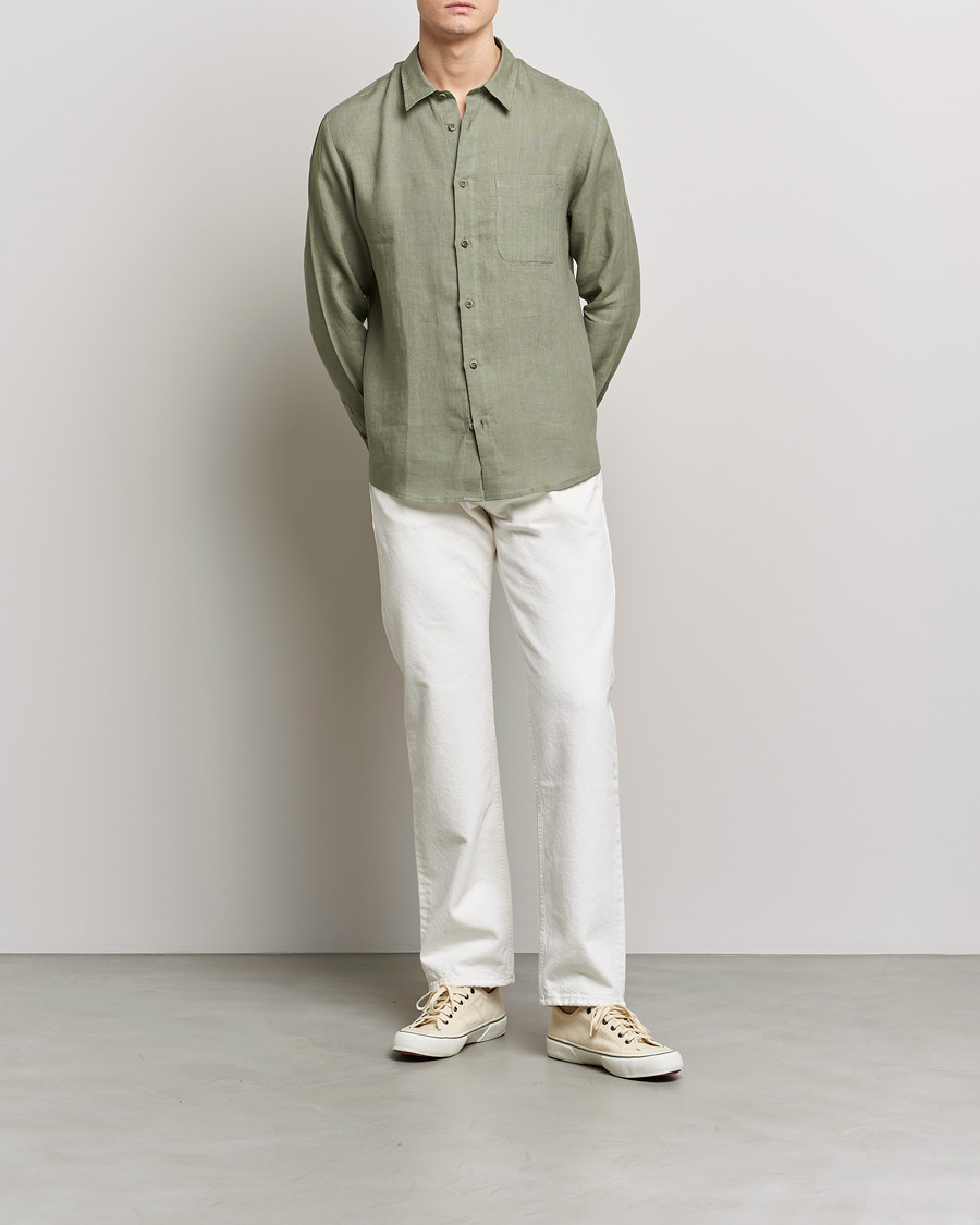 Men | Shirts | A.P.C. | Cassel Linen Shirt Light Olive
