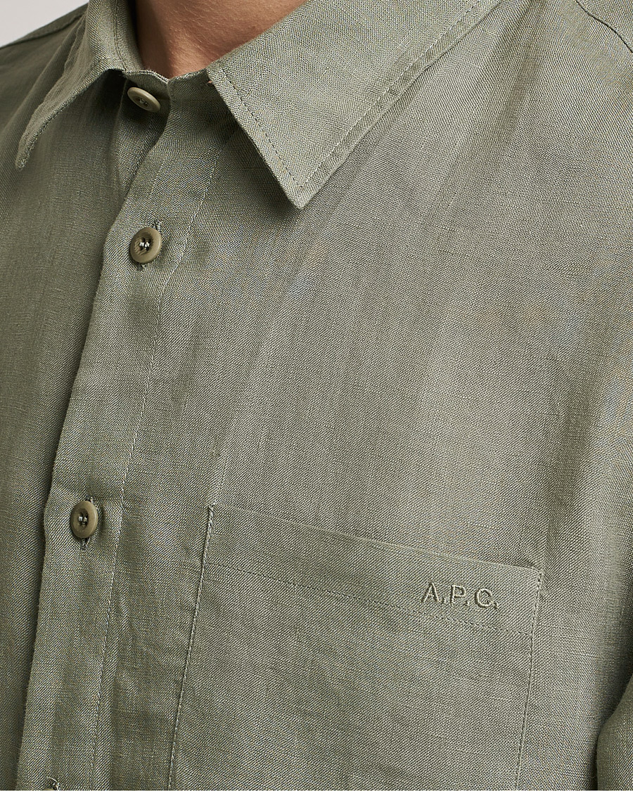 Men | Shirts | A.P.C. | Cassel Linen Shirt Light Olive