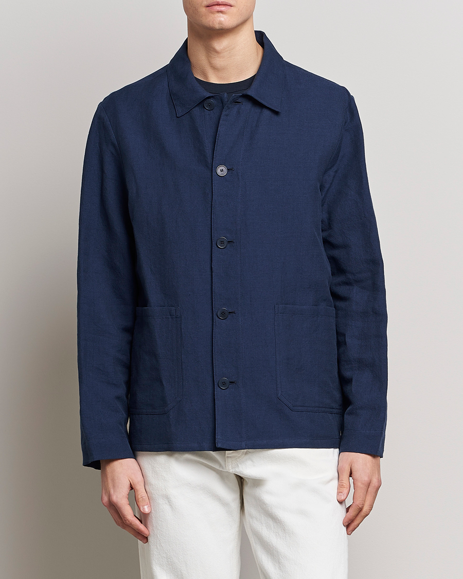 Men | Coats & Jackets | A.P.C. | Kerlouan Linen Chore Jacket Navy