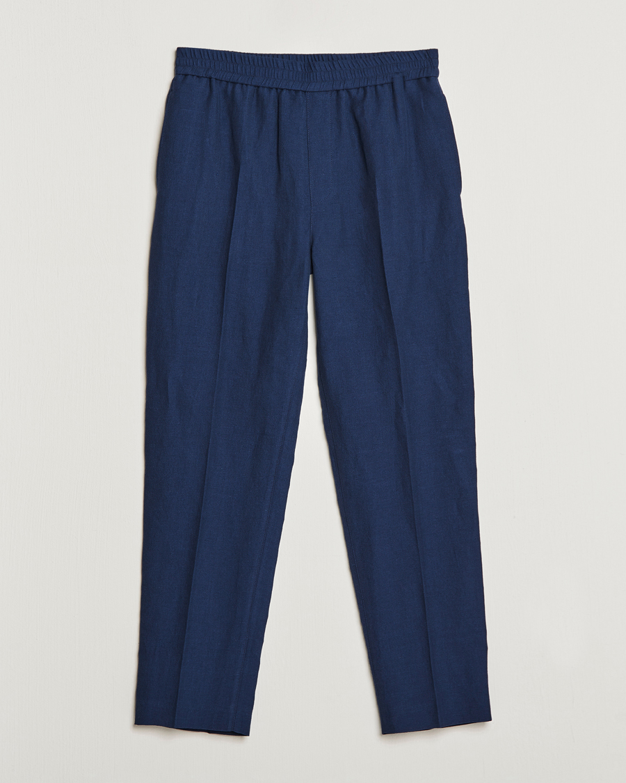 A.P.C. Linen Trousers Navy at CareOfCarl.com