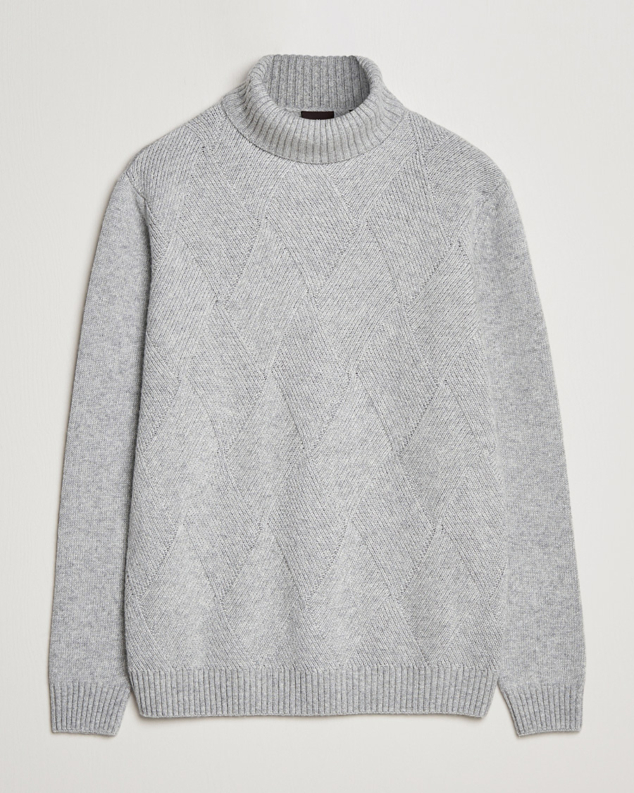 Men | Sweaters & Knitwear | Oscar Jacobson | Lyle Wool/Cashmere Structured Rollneck Light Grey