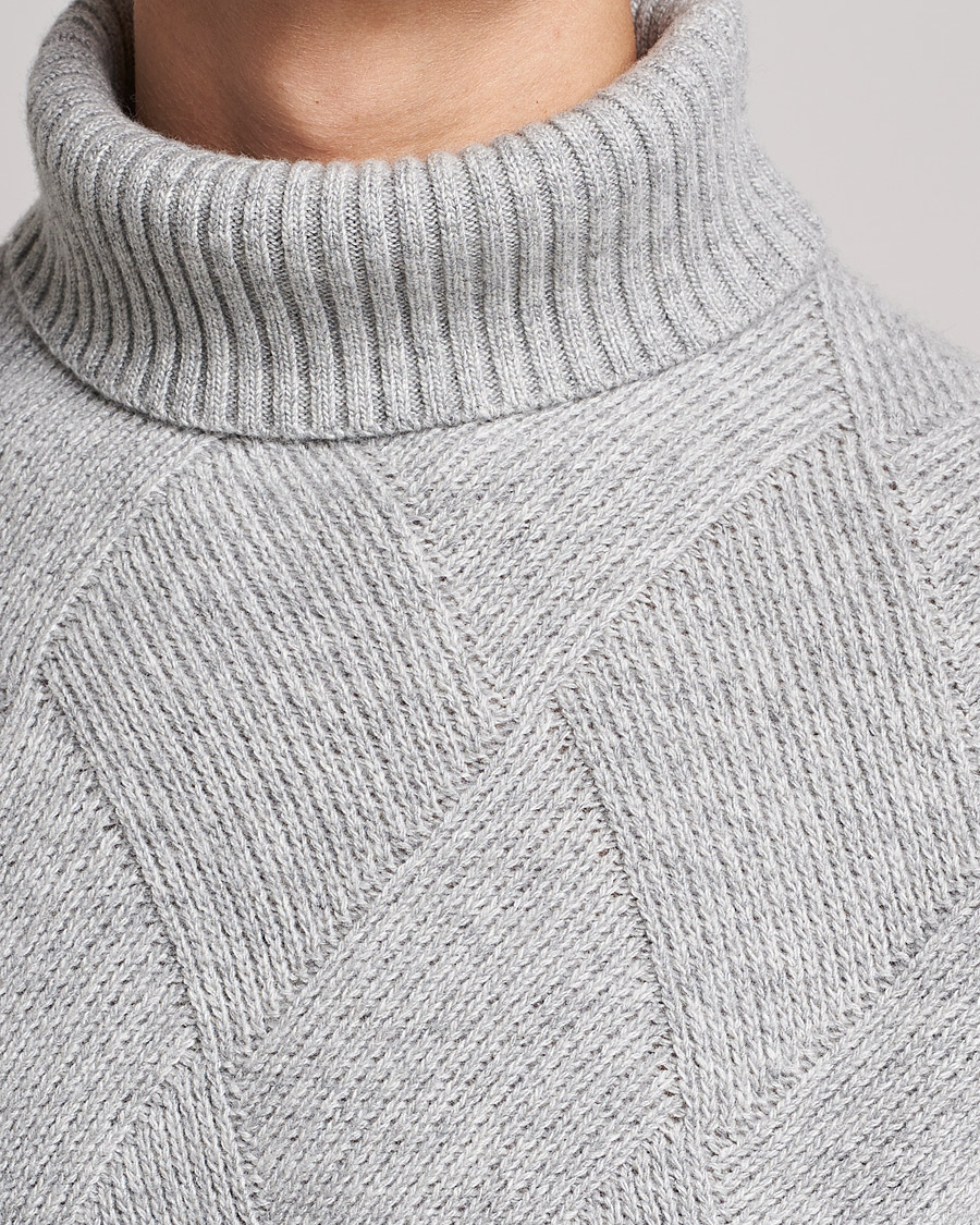 Men | Sweaters & Knitwear | Oscar Jacobson | Lyle Wool/Cashmere Structured Rollneck Light Grey