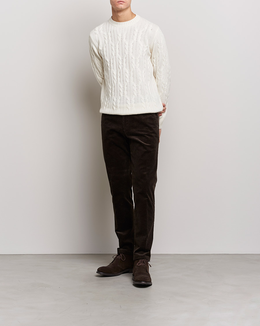 Men | Sweaters & Knitwear | Oscar Jacobson | Emmet Wool/Cashmere Structured Crew Neck Off White