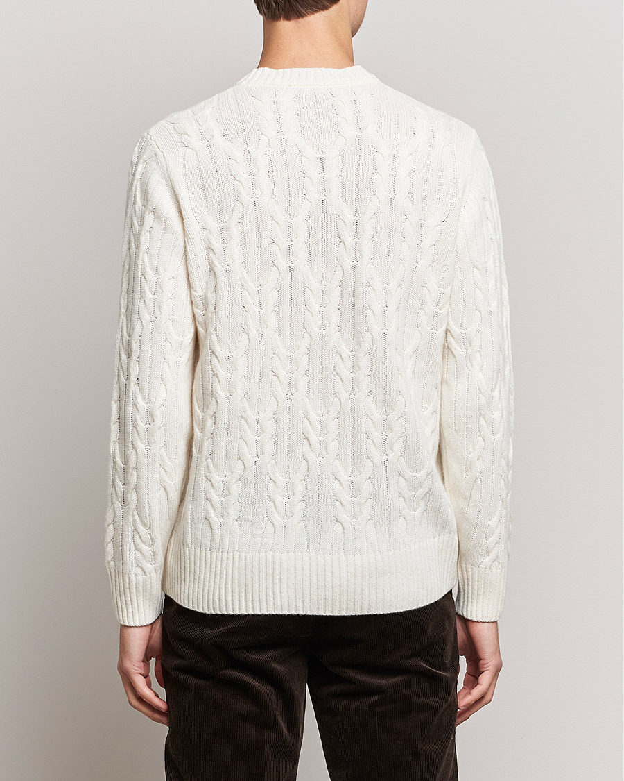 Men | Sweaters & Knitwear | Oscar Jacobson | Emmet Wool/Cashmere Structured Crew Neck Off White