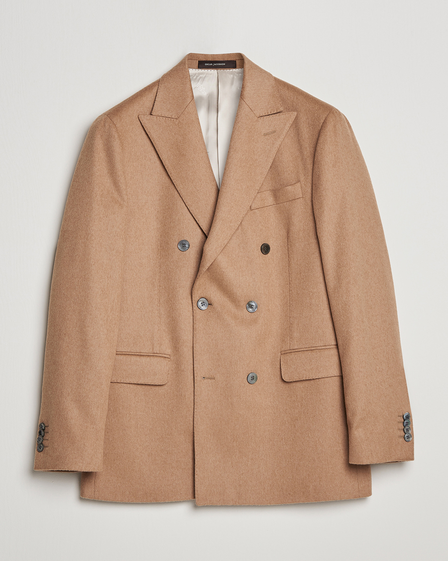 Men | Blazers | Oscar Jacobson | Farries Baby Camelhair DB Blazer Light Camel