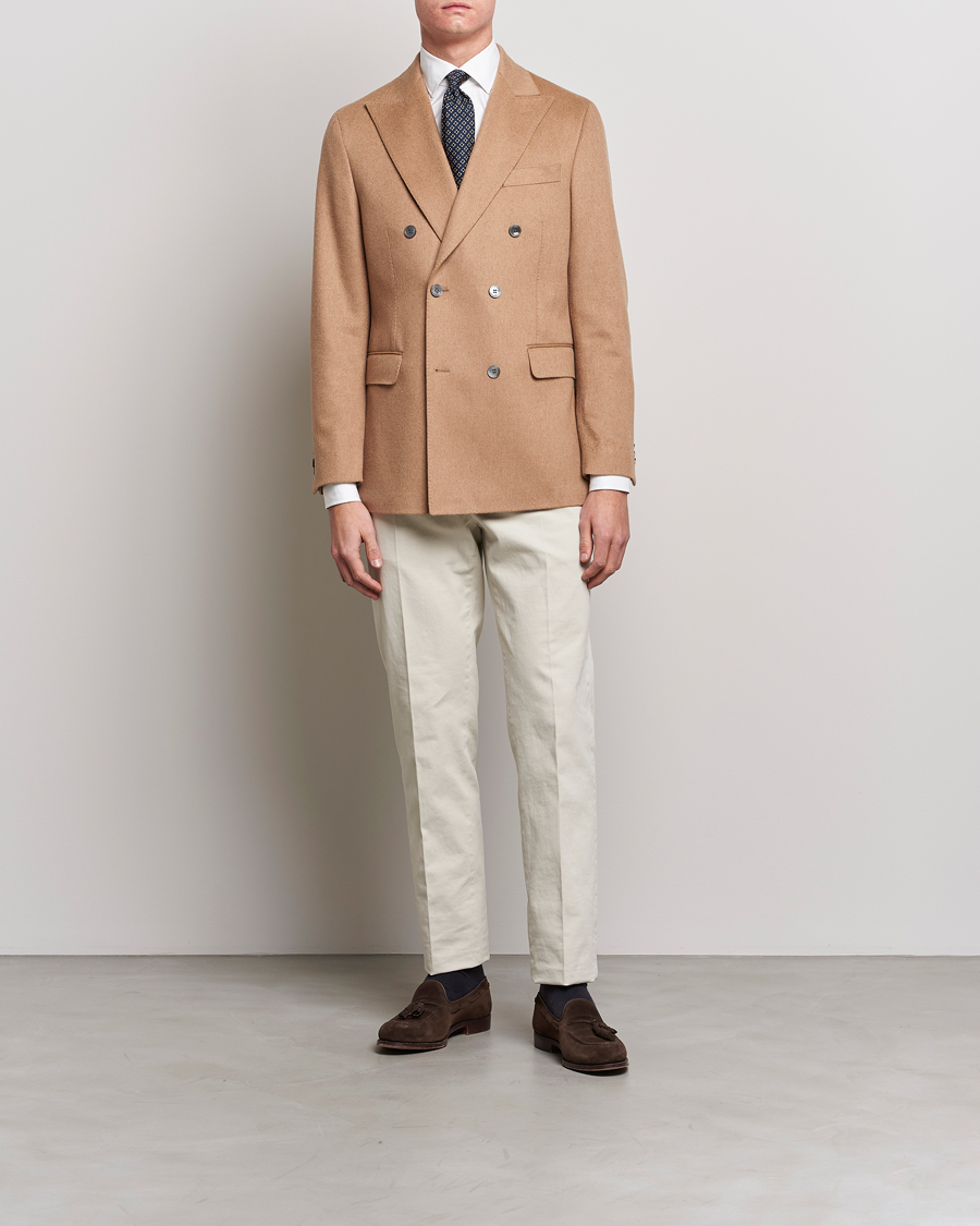 Men | Blazers | Oscar Jacobson | Farries Baby Camelhair DB Blazer Light Camel